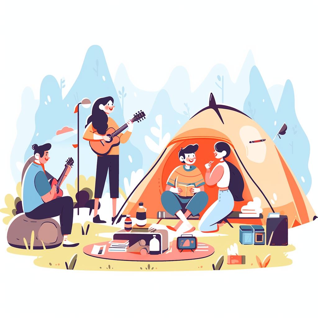 Group of friends discussing their camping needs